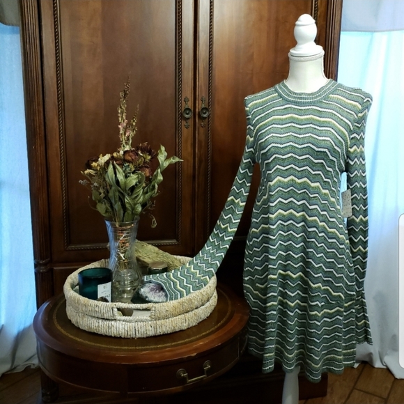 🧿 FREE PEOPLE (NWT) "Ziggy" Striped Sweater Dress - Picture 5 of 8